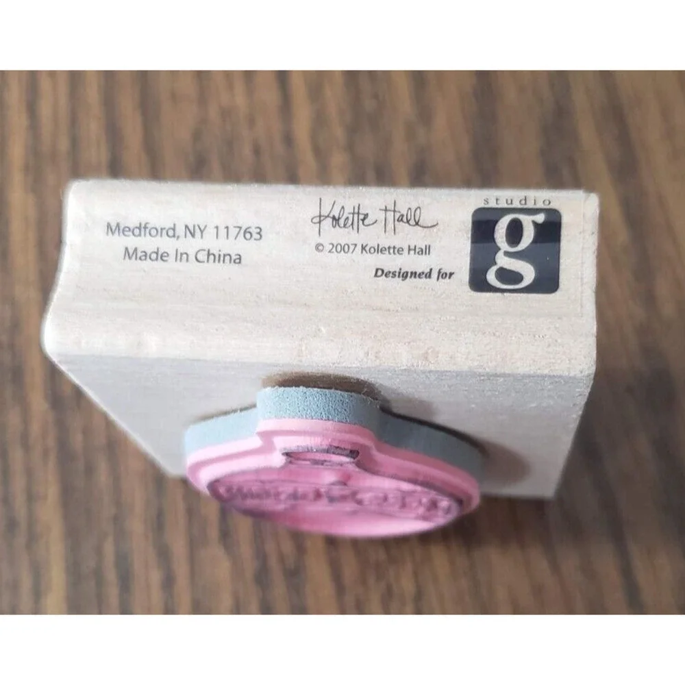 Studio G Kolette Hall Merry and Bright Christmas Ornament Wooden Rubber Stamp